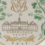 Swedish Grace Plates with Ulriksdal Palace in Yellow and Green by Gefle 1951