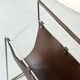 Modernist magazine rack in brown leather & chrome wire metal – 1970 design