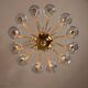 Venetian chandelier in blue and amber Murano glass, 12 light arms, circa 1980.