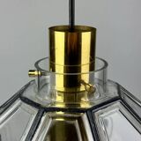 60s 70s ceiling lamp Glashütte Limburg Germany glass & brass Space Age