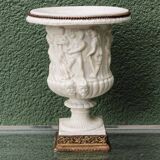 Pair of Medicis Borghese vases in porcelain biscuit and brass.