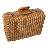 Small vintage rattan suitcase, bohemian spirit, 1960s-70s.