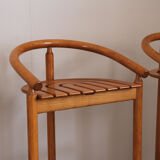 Set of 3 solid barstools in oak by Allmilmö