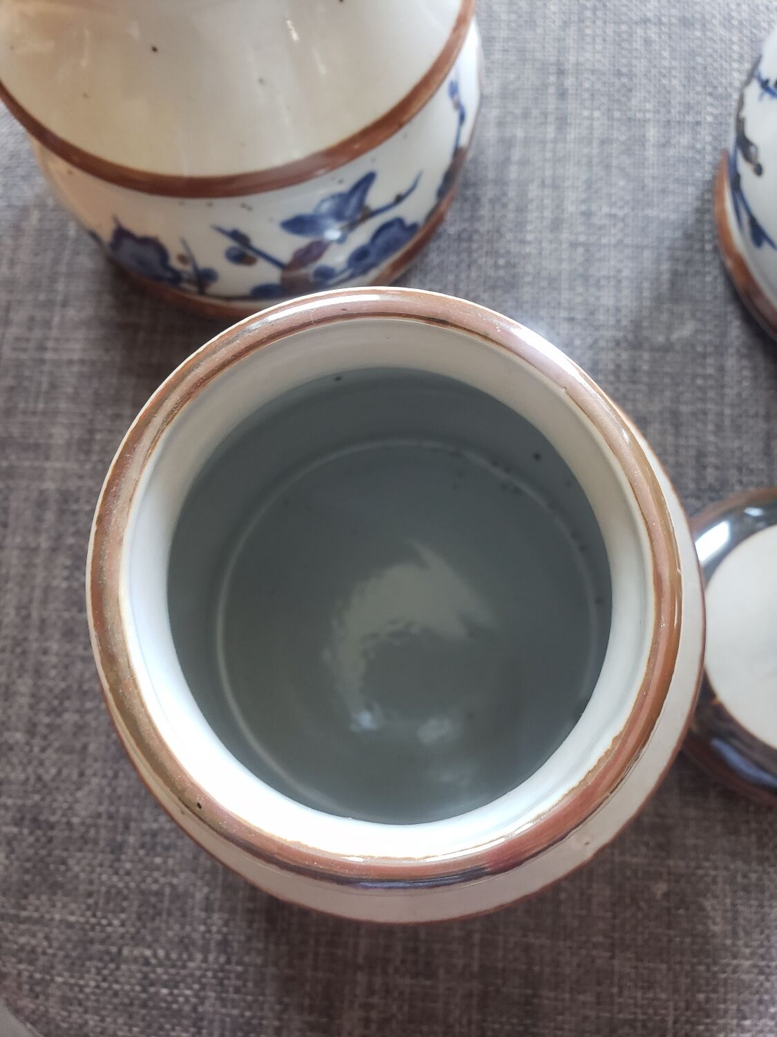 3 pots decor japonisant en gres