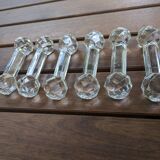 Ensemble de 6 anciens porte-couteaux en verre ou cristal à pointes de diamant