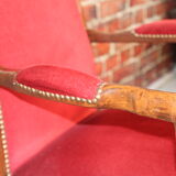 Red velvet voltaire armchair