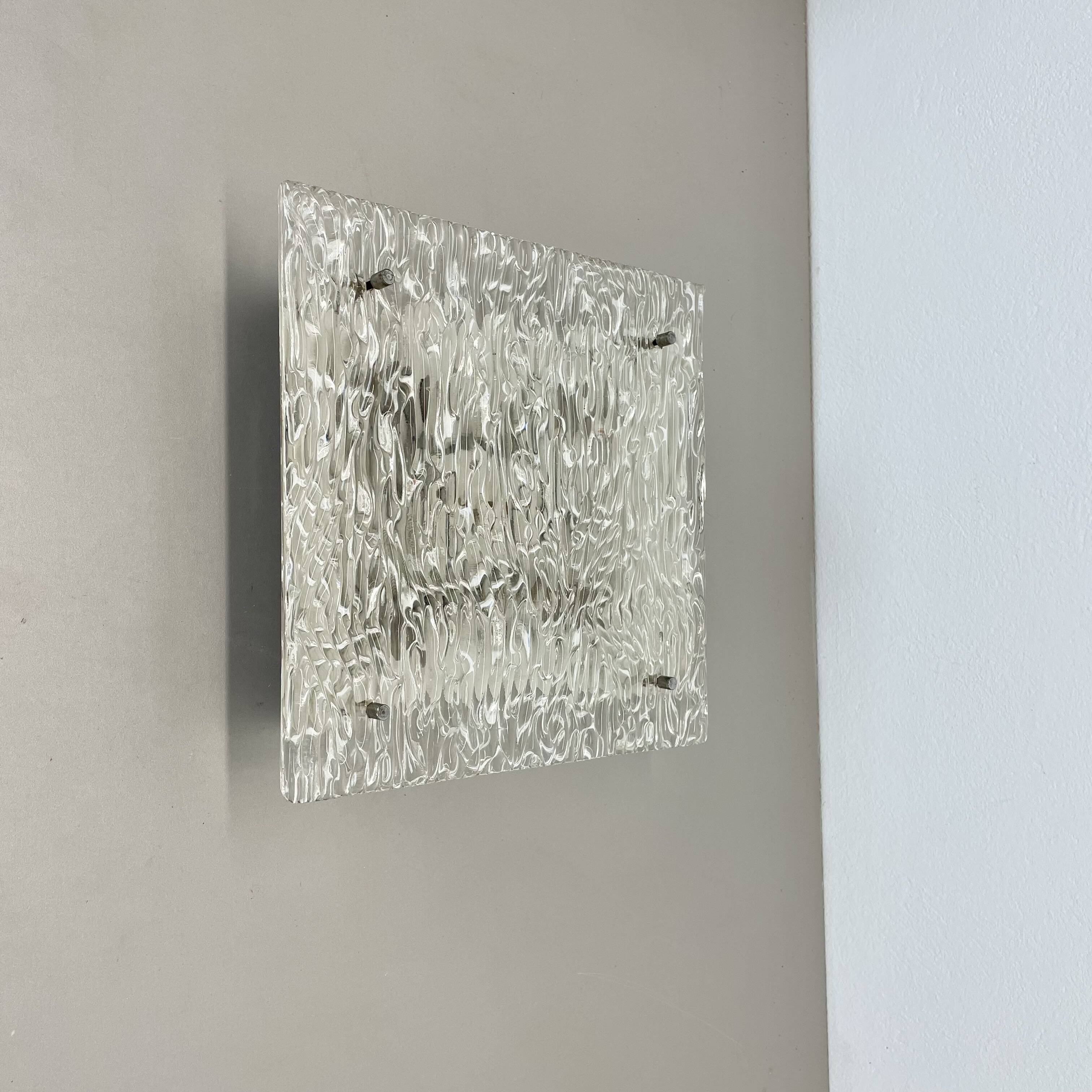 Large organic Hollywood Regency Ice Glass Wall Light Made by Kalmar Lights