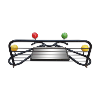 Vintage 4-ball, mirror and shelf vintage wall coat holder