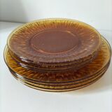 Vereco Sunflower amber plates – 8 vintage pieces (4 dinner plates, 4 dessert plates)