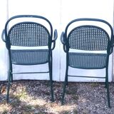 set of 4 perforated metal garden armchairs