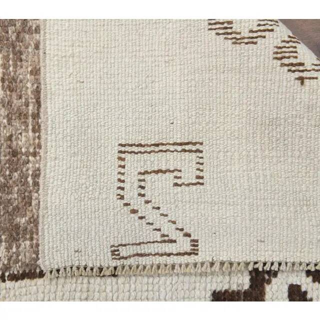 1970s Vintage Turkish Hand-Knotted Wool Cotton Beige Runner Rug 94x316