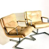 Pair of armchairs Raphael Raffel, skai and aluminum