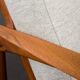 Pair of Kai Kristiansen Paperknife lounge chairs in teak and natural wool