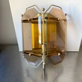 Scandinavian Vintage  wall light Sconce in Brass & Amber colored Glass