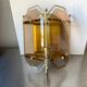 Scandinavian Vintage  wall light Sconce in Brass & Amber colored Glass