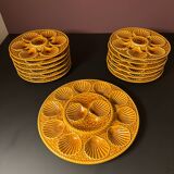Oyster service Longchamp France – 12 plates + serving dish –