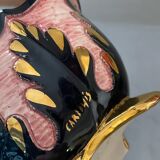 Plat bonbonnière céramique rose doré signée