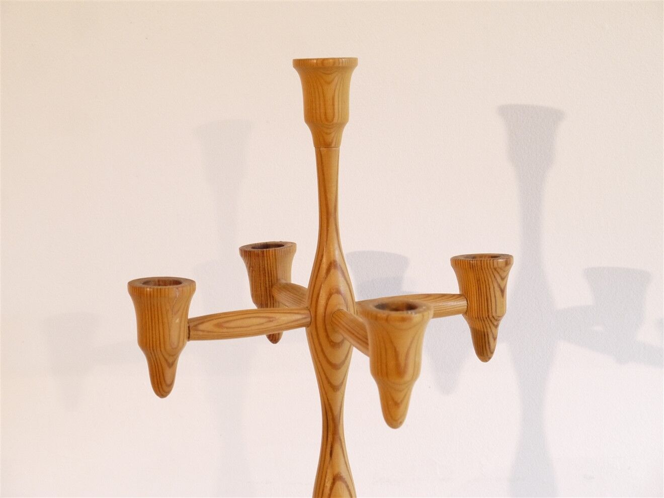 Vintage Scandinavian wooden chandelier 1970