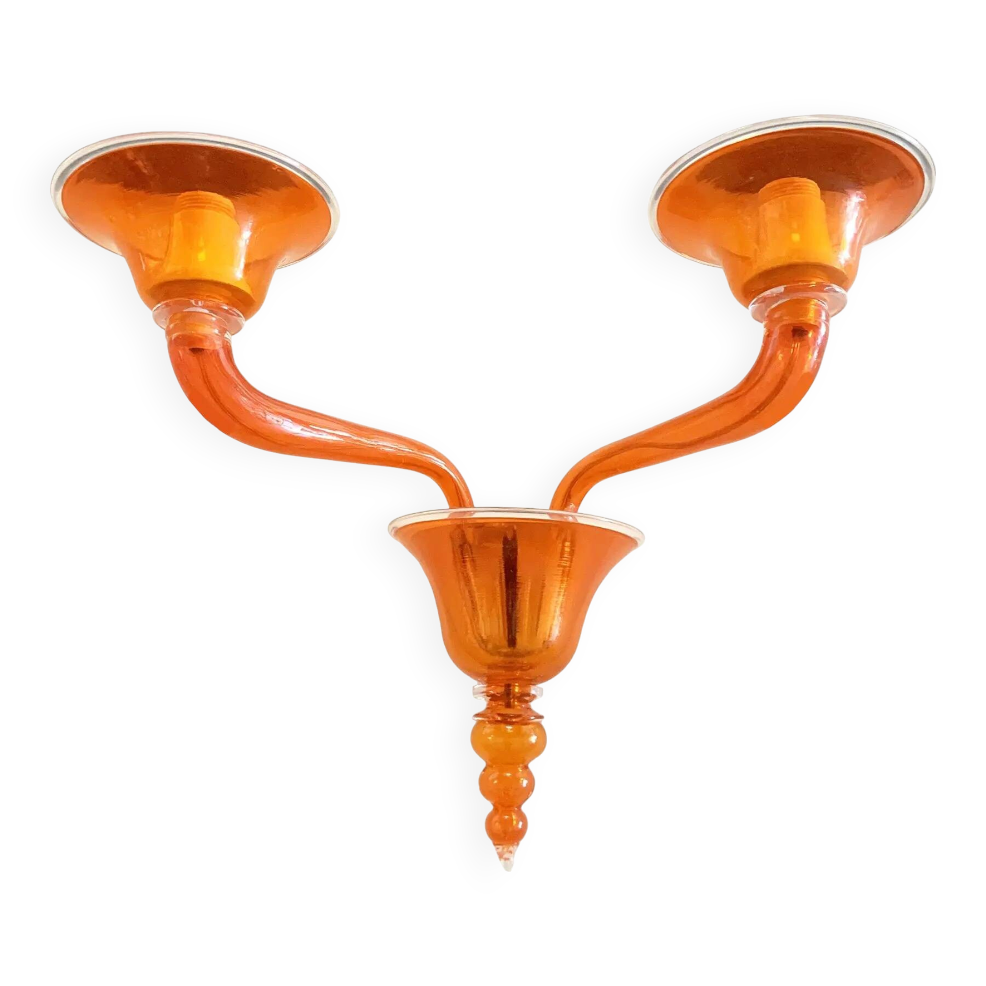 Contemporary Translucent Orange Murano Glass Wall Sconce in Deco’ Style