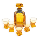 Crystal carafe and 5 glasses, WMF Germany, Art Deco.