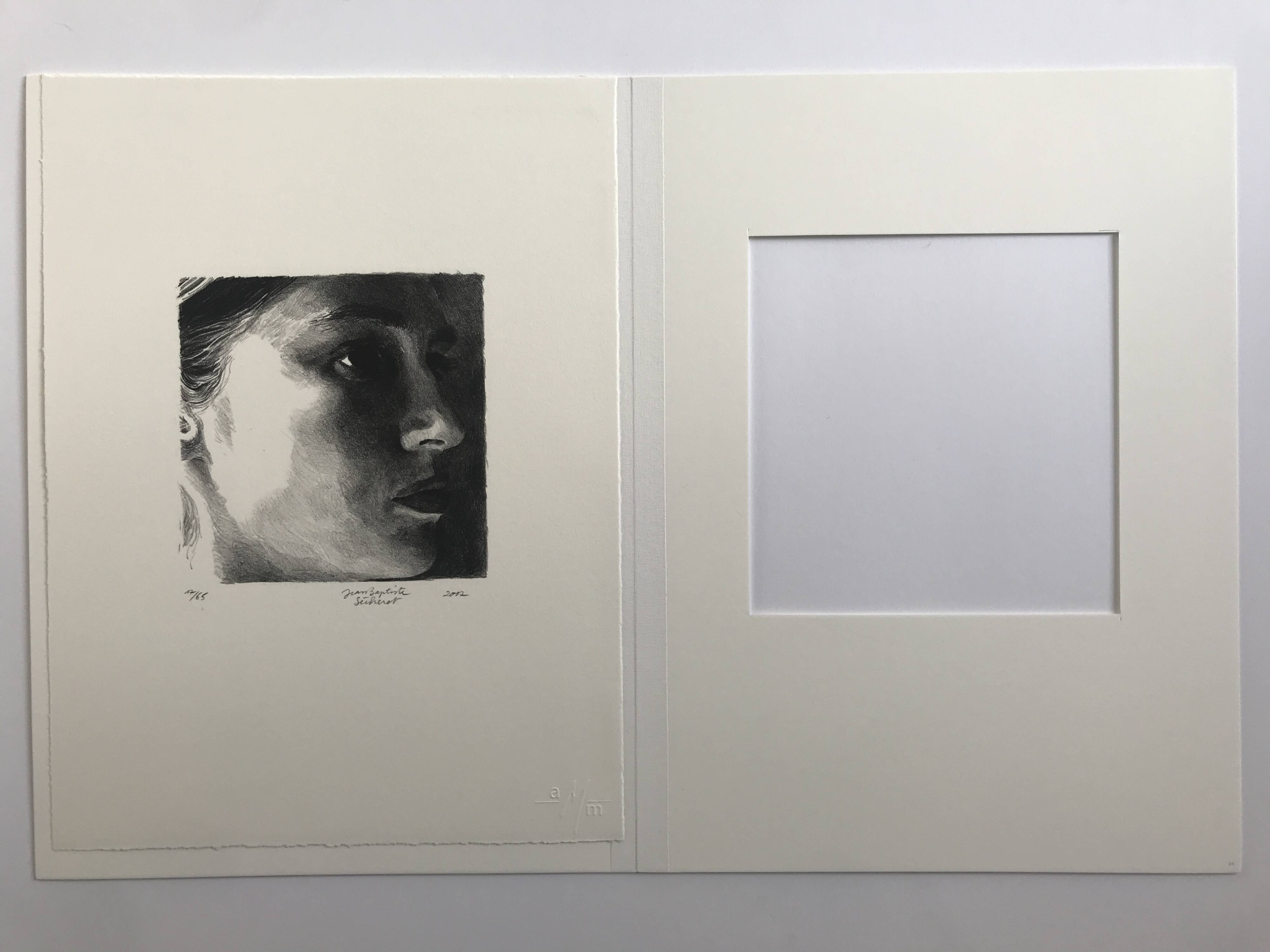 Jean-Baptiste Sécheret: original lithograph signed in pencil Portrait of Mathilde, 2002