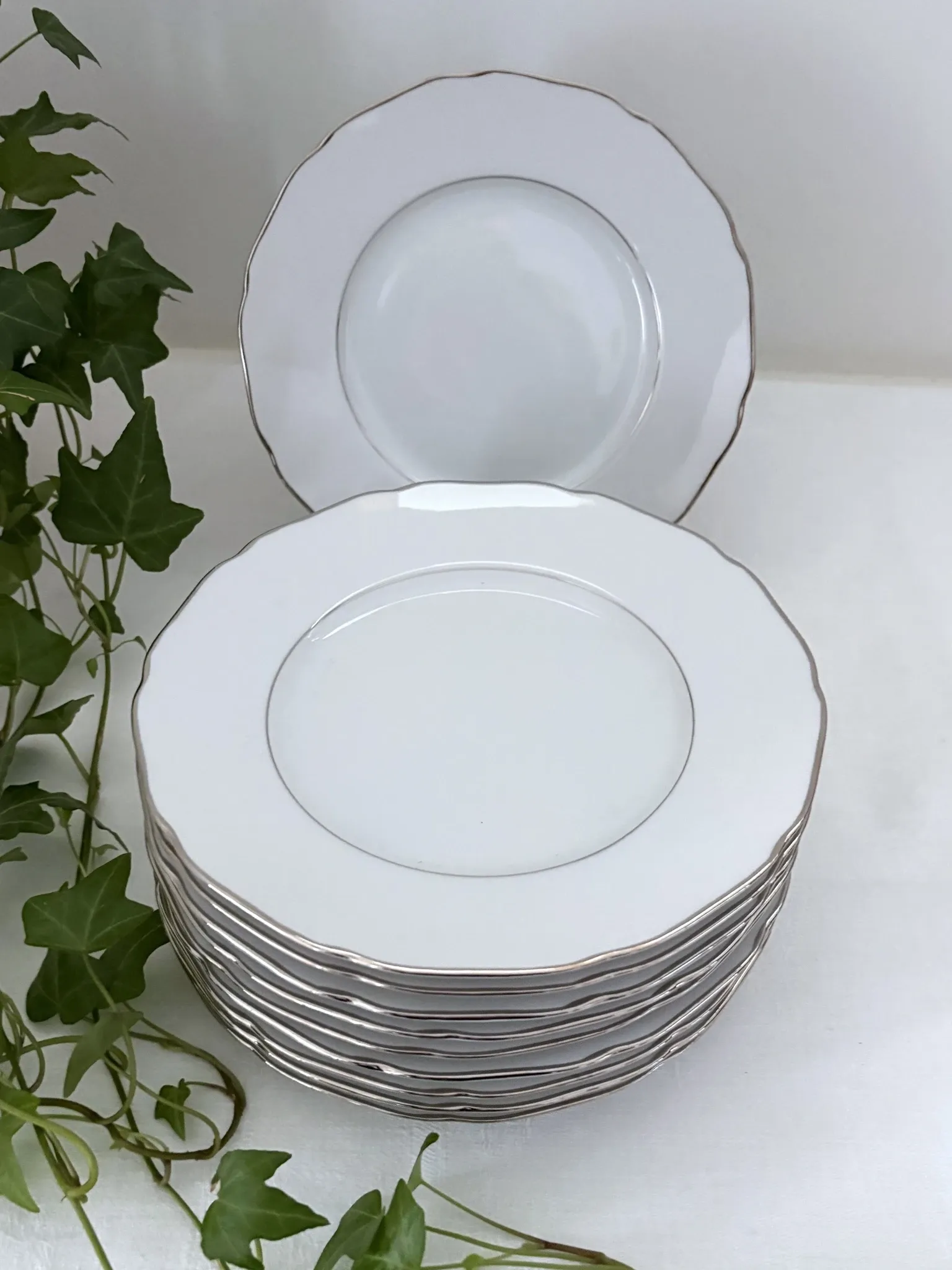 10 white porcelain dessert plates