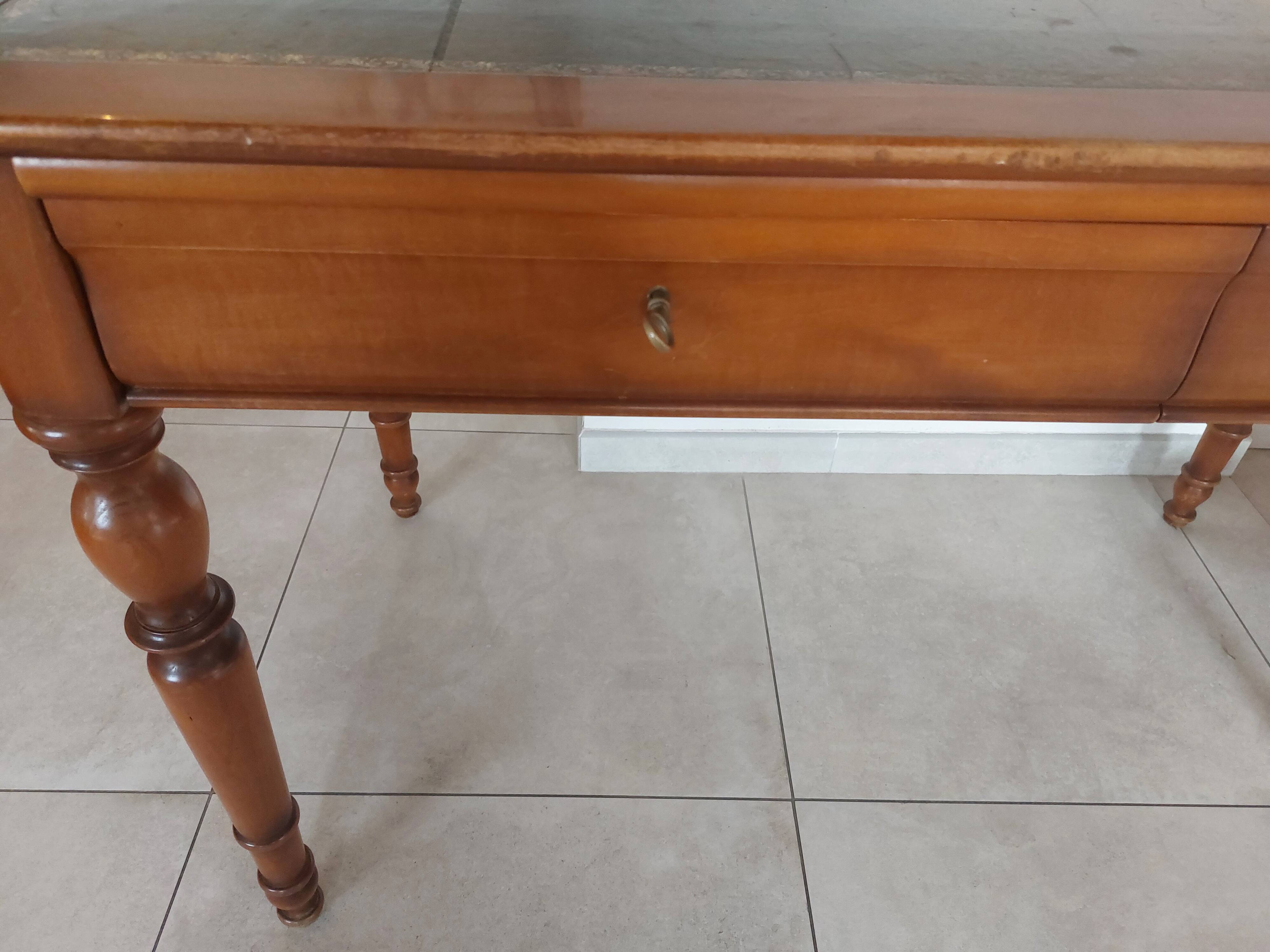Wooden desk, leather top, extensions
