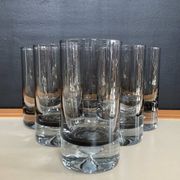 Set of 6 vintage smoked glasses with bubble feet from the 1970s.