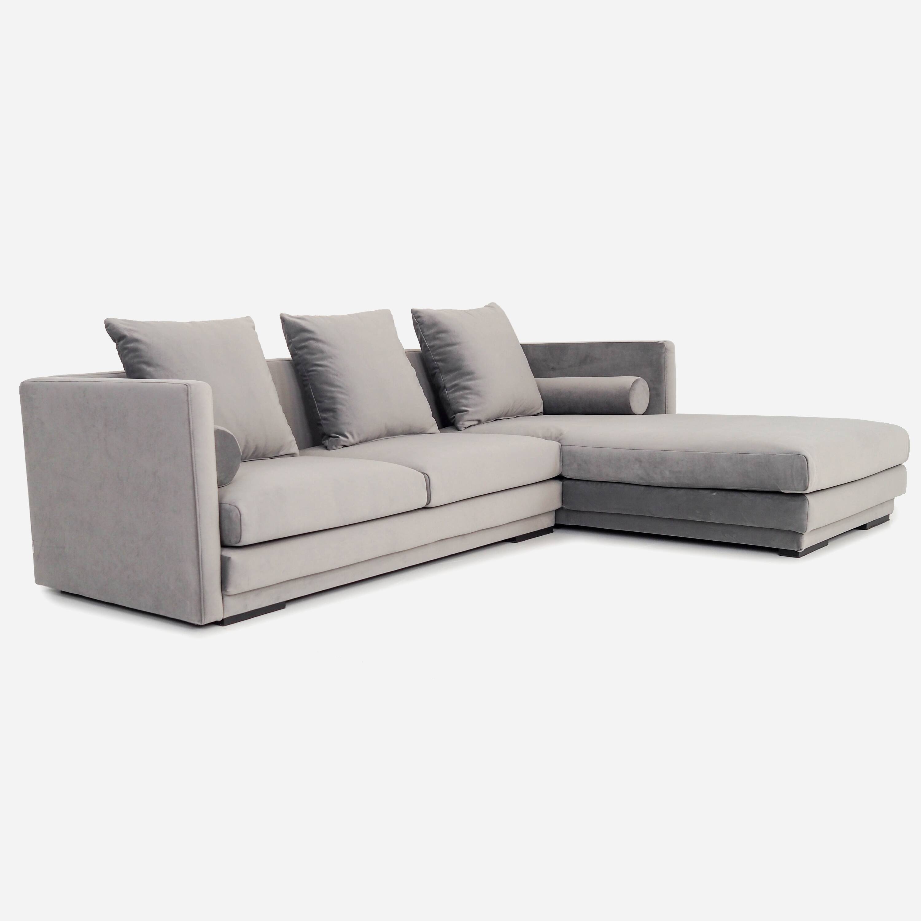 Corner sofa MALMO silver velour, Scandinavian design