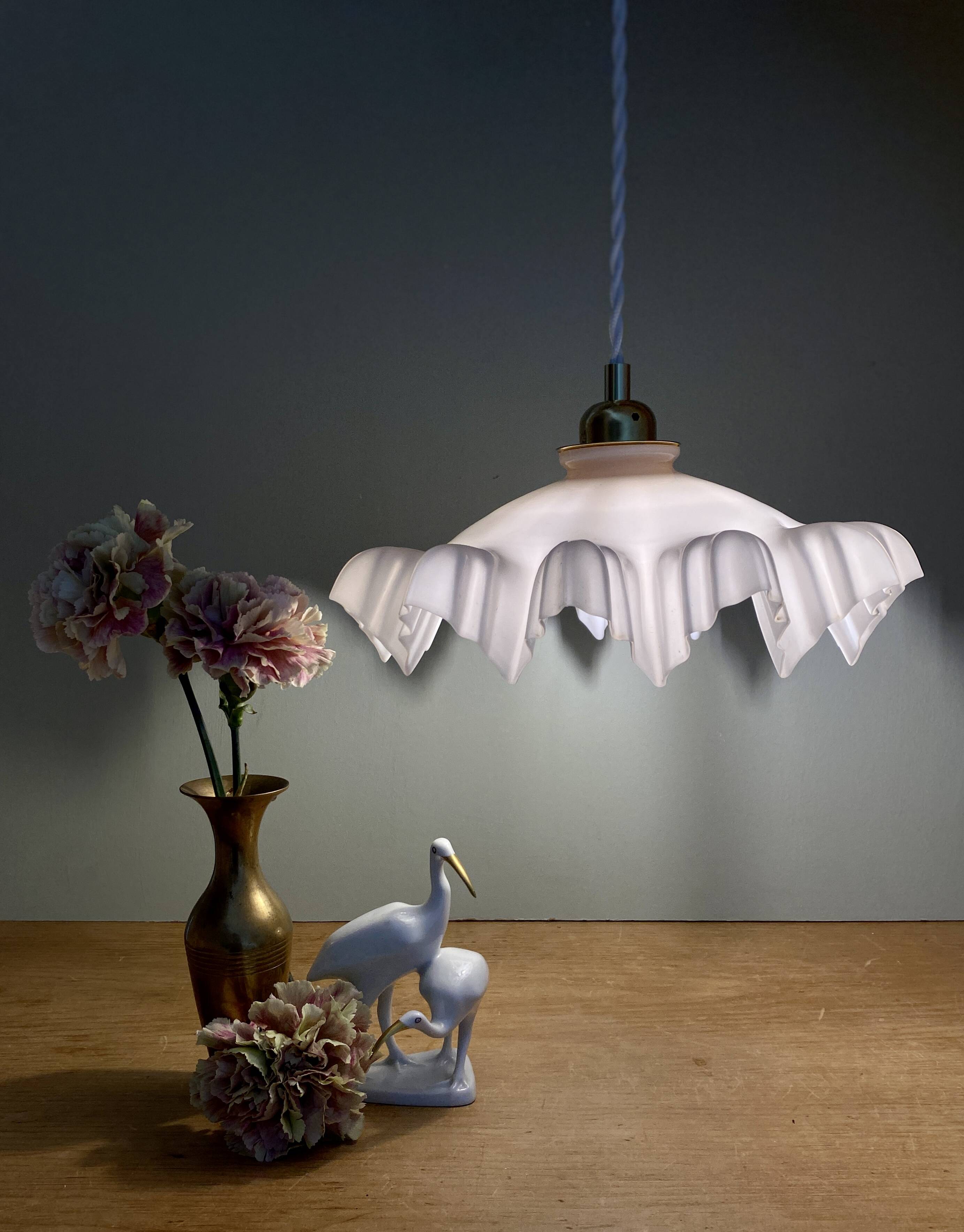 Vintage pink opaline lampshade pendant light