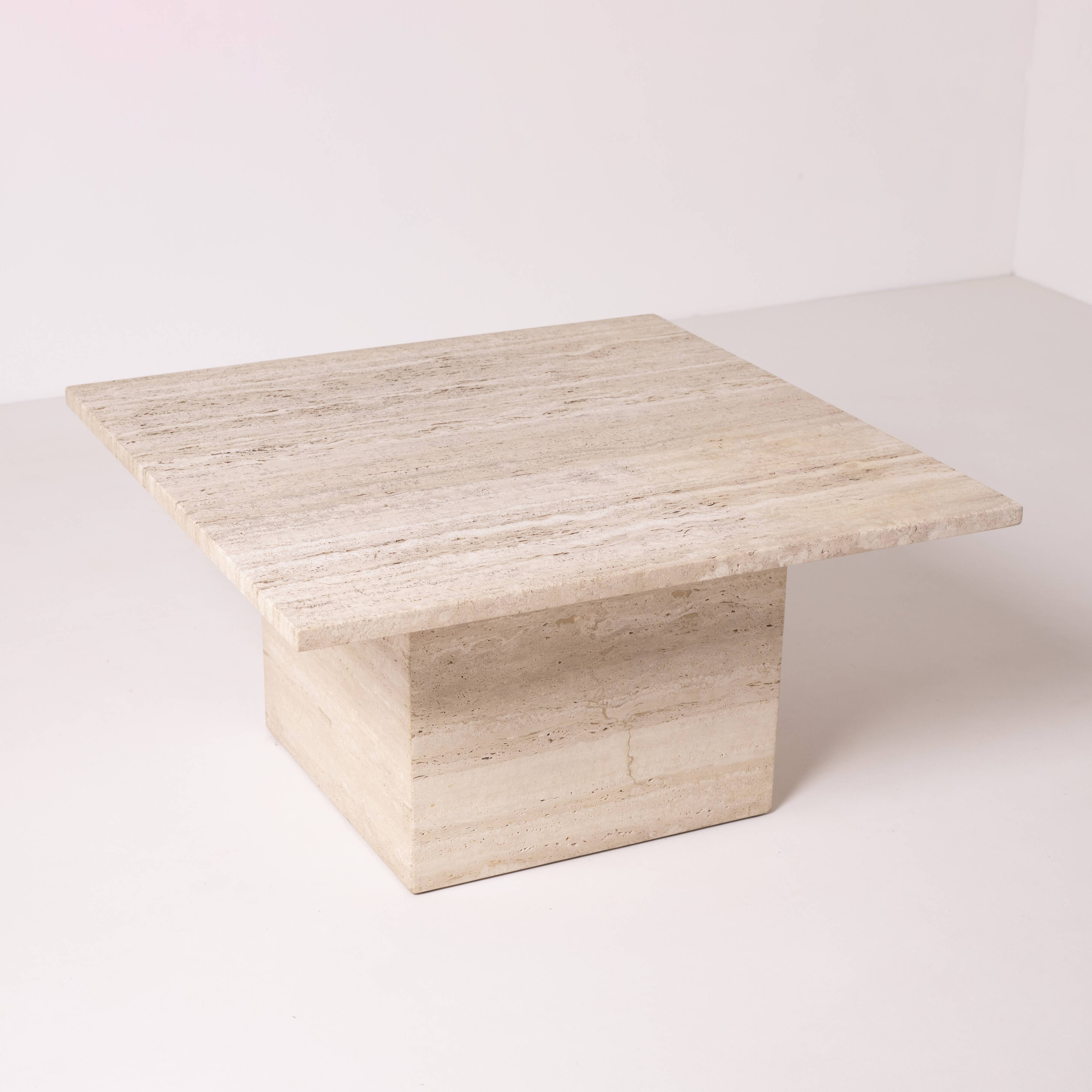 Postmodern travertine stone coffe table, Italy, 1980s