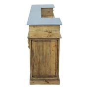 Industrial style bar counter in solid wood and metal top 180cm