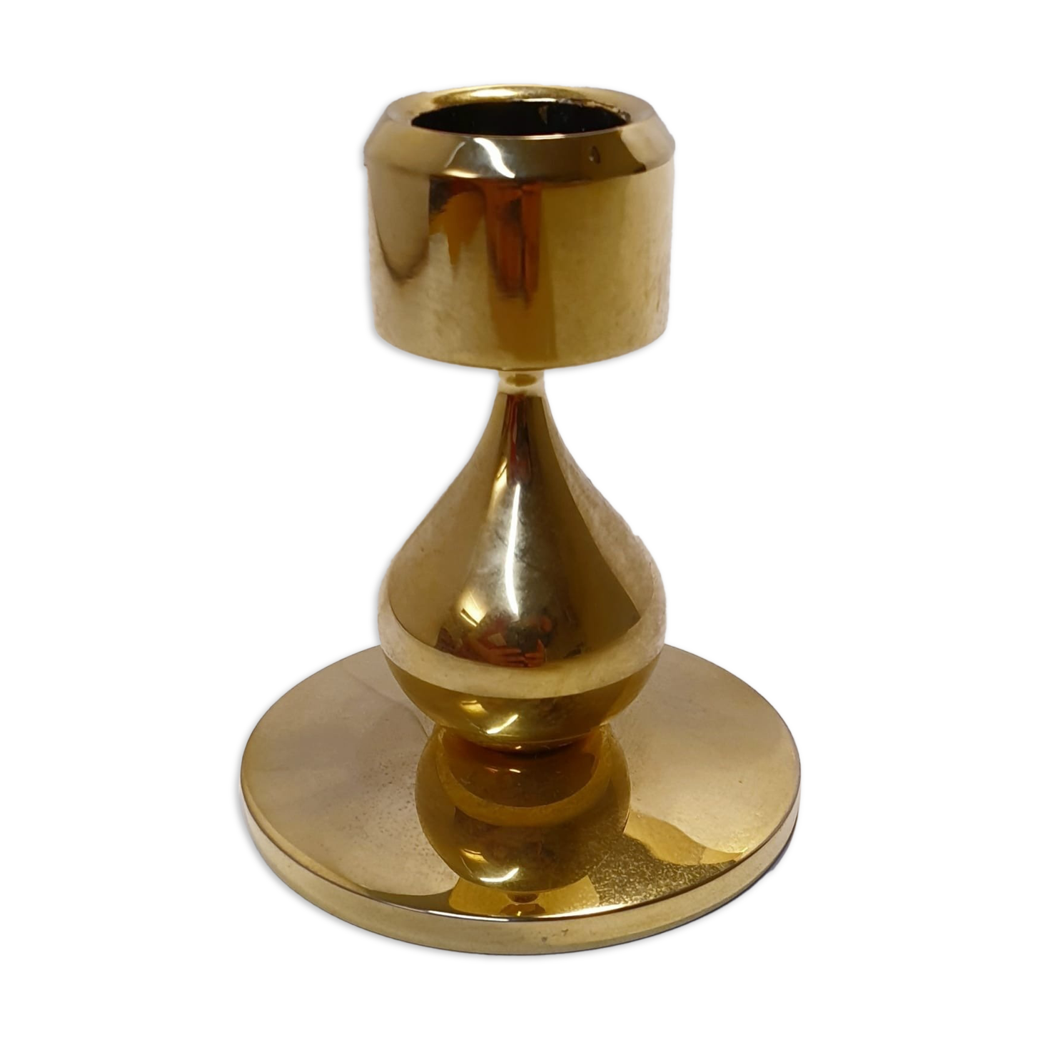 Brass candle holder height , design AS Mussen gold plated 24 carat Denmark 1960