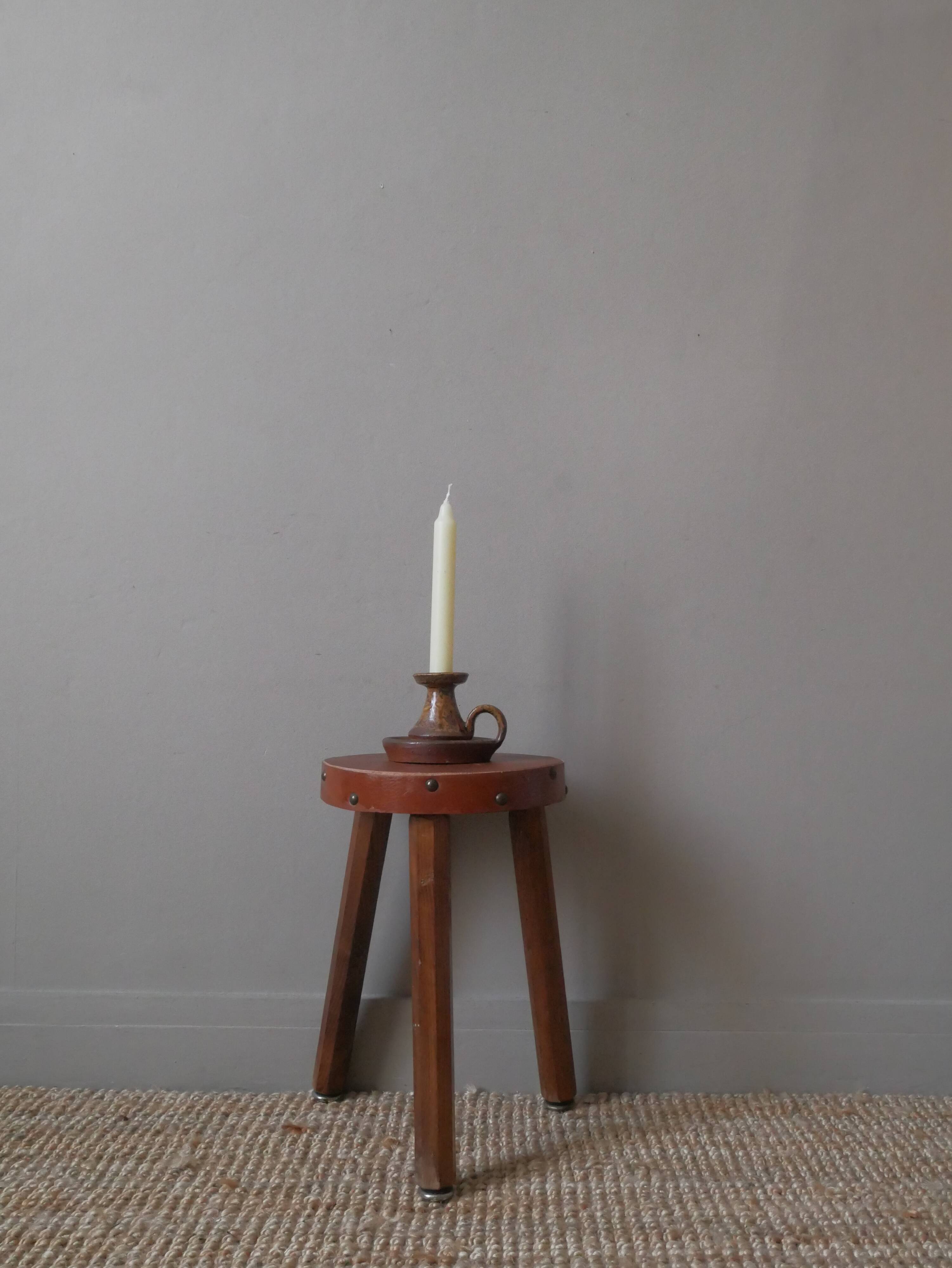 Ceramic candle holder vintage stoneware handmade pottery Scandinavian country style decoration