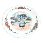 Sarreguemines round plate Obernai in earthenware with Loux Alsace decoration 31.5