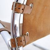 Vintage Leather and chrome Tubular Lounge Sling Chair, 1960s