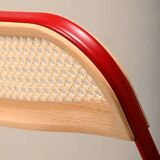 Giancarlo Piretti Plia Folding Chair in Red and Straw for Castelli, Italy