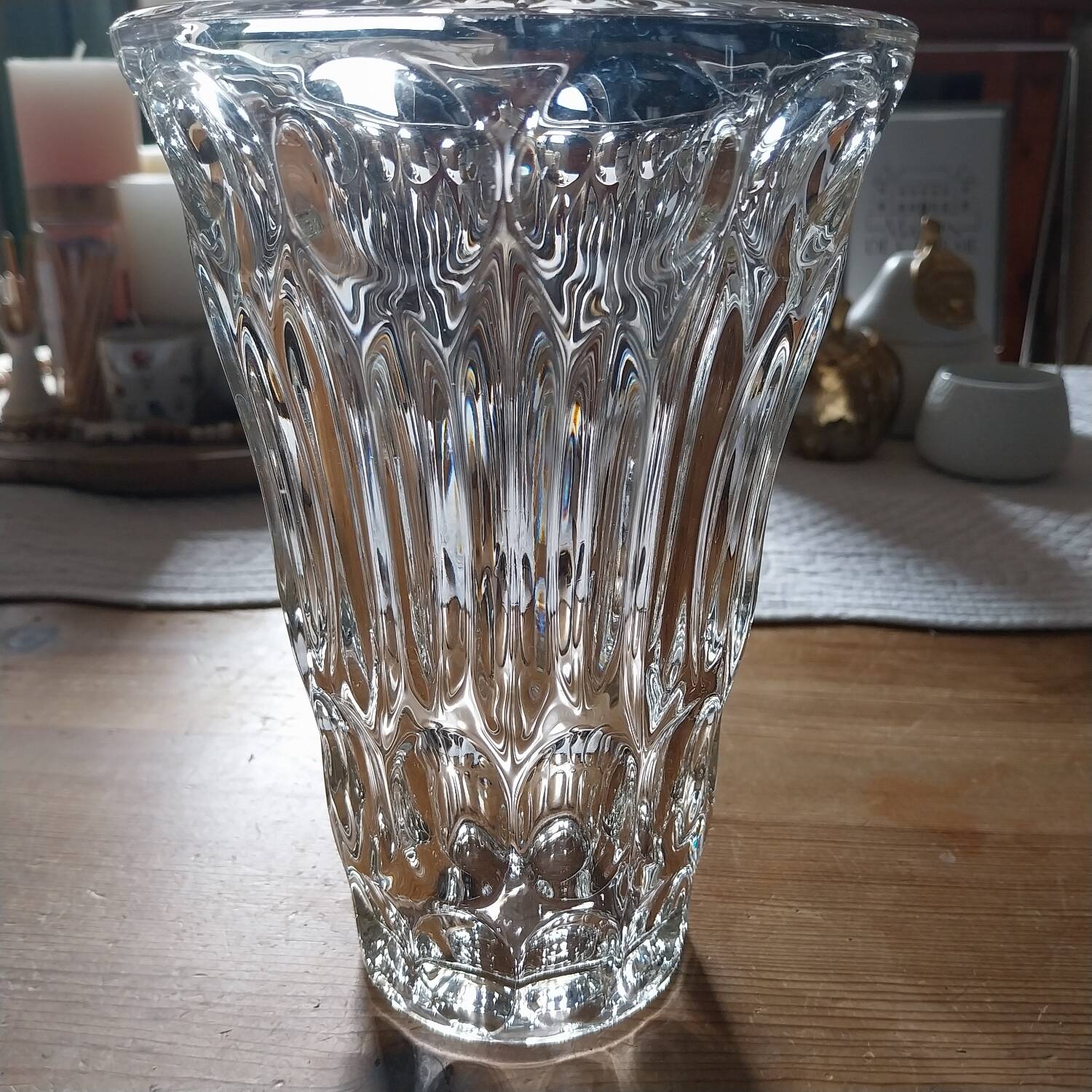 Antique pressed molded glass vase