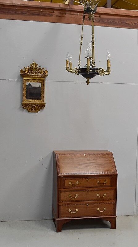 Golden Wooden Mirror with Winged Animal Decorations - Late 19th Century