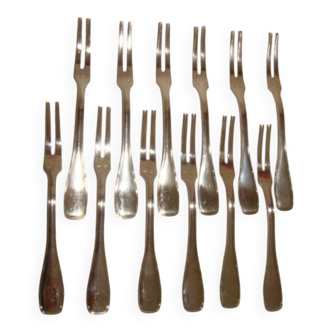 12 silver-plated snail forks with case