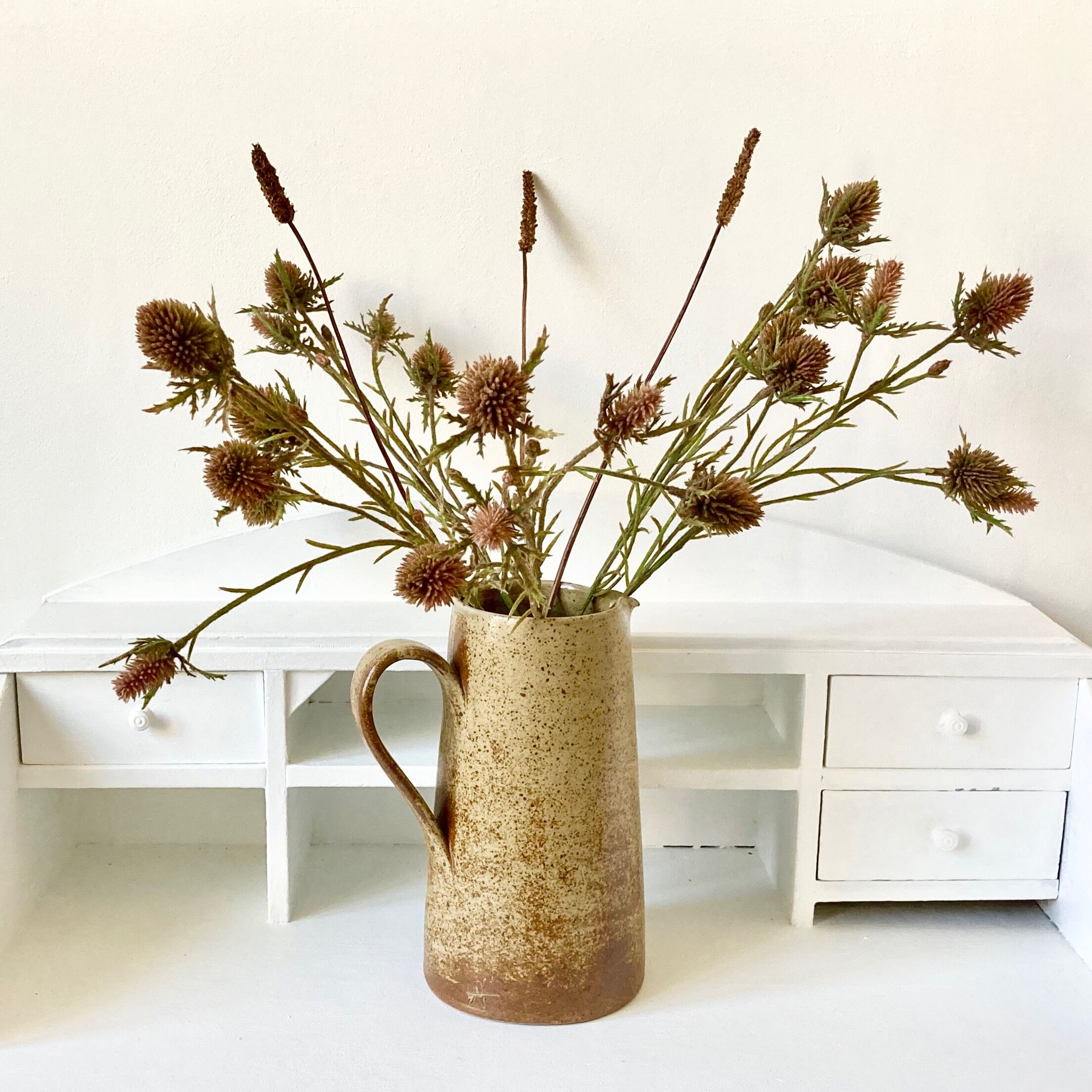 Pitcher sandstone vase signed