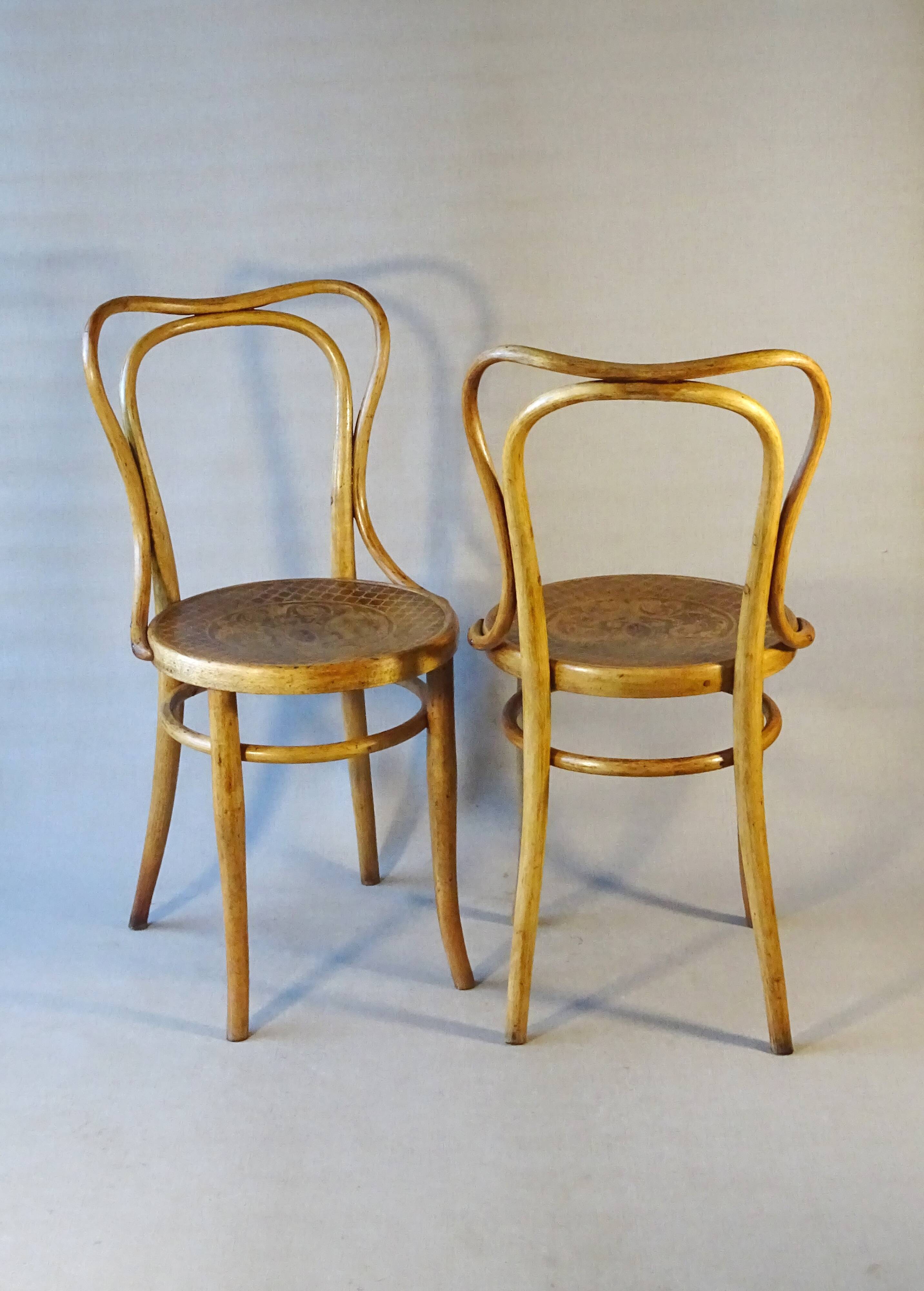 Two Kohn bistro chairs no. 55, circa 1910, not Thonet.