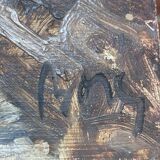 Oil on wood of a seaport signed B. Ny
