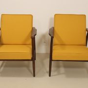 Pair of armchairs Henryk lily 300-190s 1970s yellow fabric