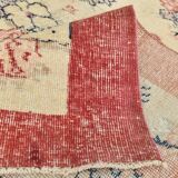 7x9 Yellow & Burgundy Floral Turkish Vintage Rug, 216x281Cm