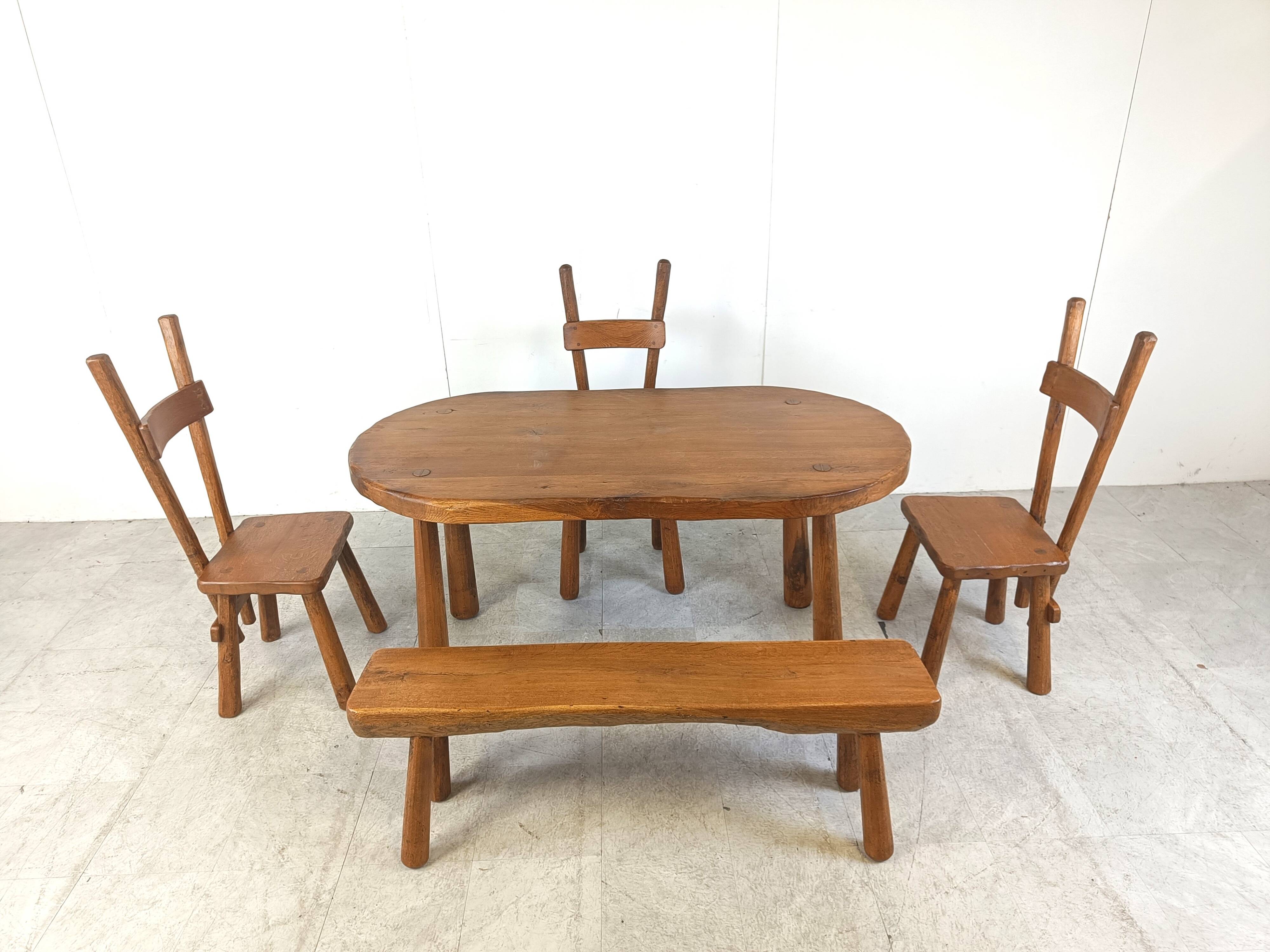 Vintage brutalist dining set, 1960s