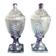 2 antique glass bonbonnières in the shape of pine cones.