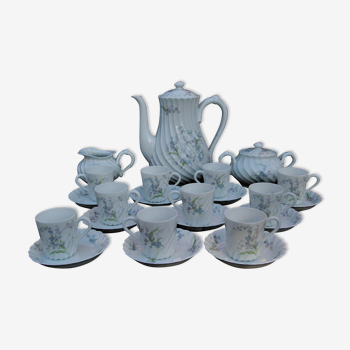 Coffee service 10 cups in limoges porcelain haviland torso lily of the valley forget-me-not