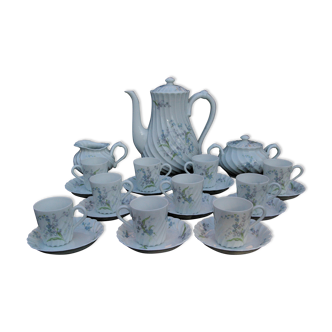 Coffee service 10 cups in limoges porcelain haviland torso lily of the valley forget-me-not