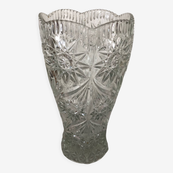Ancien vase en verre taillé ciselé vintage